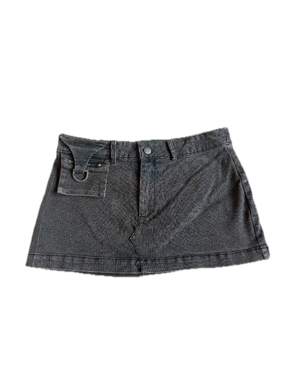 Miaou Washed Brown Mini Skirt Zip Pouch Pocket Distressed Stretch Medium Women's
